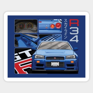 Nissan Skyline GTR R34 Drawing Vector Magnet